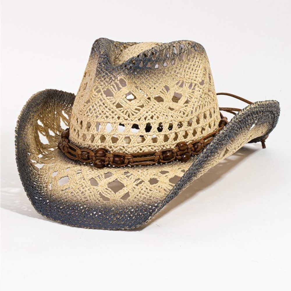 Fame Cutout Rope Strap Wide Brim Hat